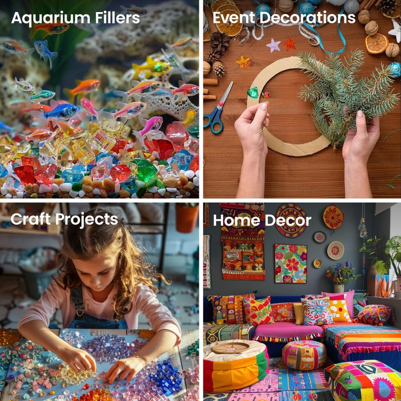 Entervending Gems for Crafting - Large Diamond Gemstones for Craft - 10,6 oz Gems in Bag - Vase Filler - Table Scatters Decor - Fish Tank Fake Rocks - Jewels for Crafts - Image 5